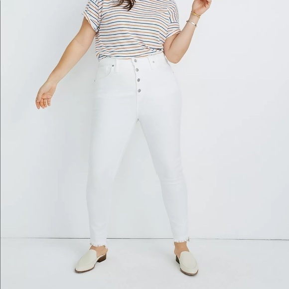 NWT Madewell 10" High-Rise Skinny Jeans in Pure White: Step-Hem Edition SZ 32 - Picture 1 of 10